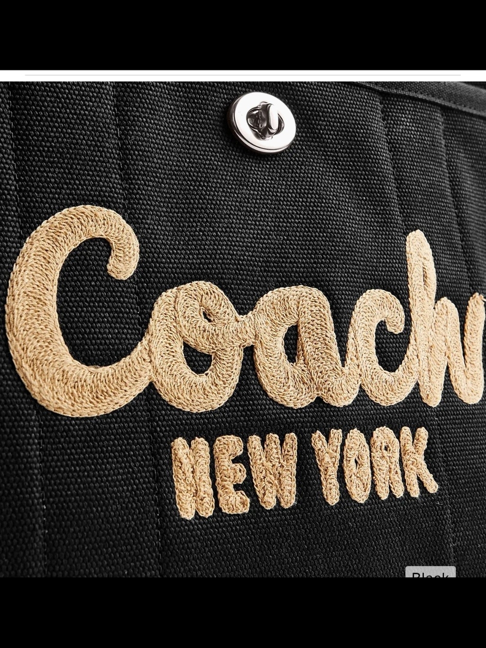 Coach Black Canvas Purse with Gold Embroidered Script
